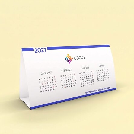 Personalised desk calendar with logo and message