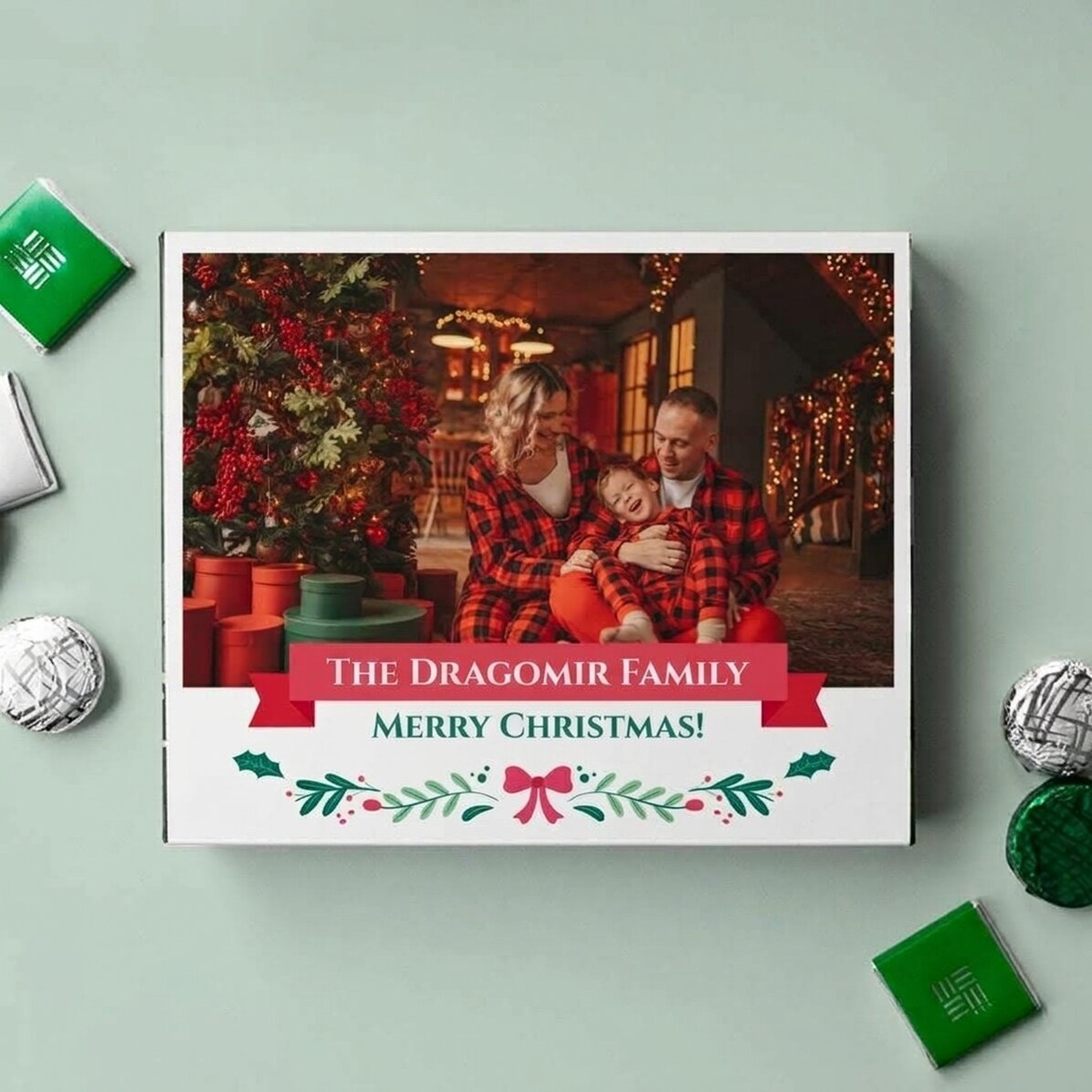 Personalised box of chocolates with a photo and text - Merry Christmas!