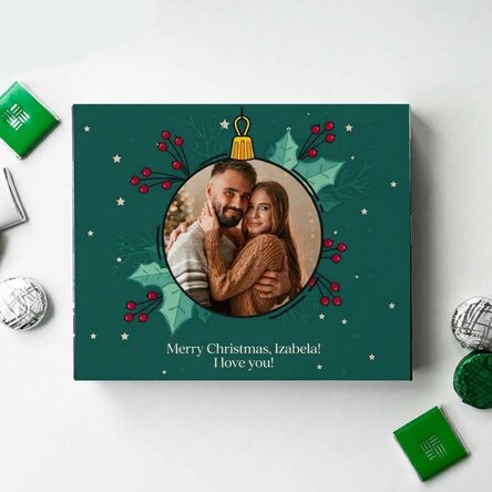 Personalised box of chocolates with a photo and text - Christmas