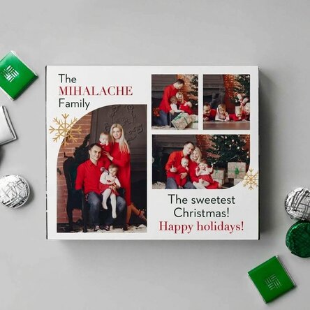 Personalised box of chocolates with 4 photos and text - Christmas