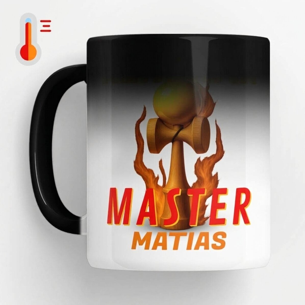 Personalised heat-sensitive mug with text - Kendama Master