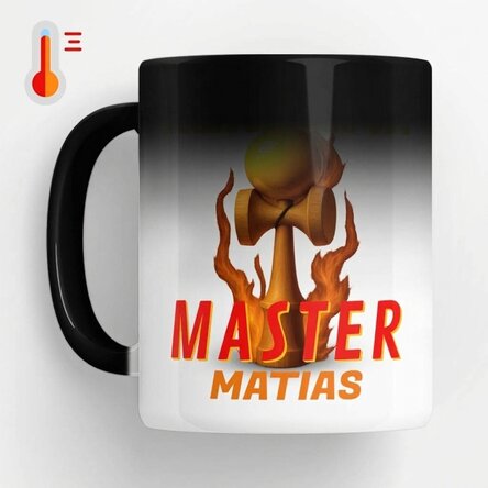 Personalised heat-sensitive mug with text - Kendama Master