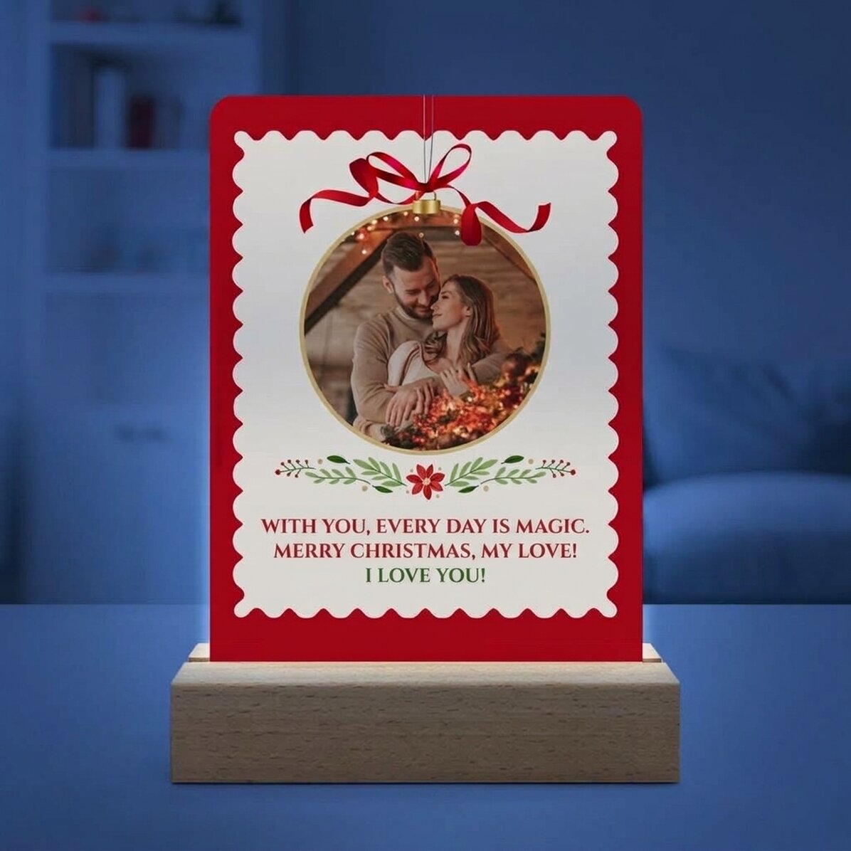 Personalised LED night light with photo and message - Globe
