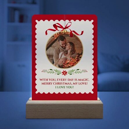 Personalised LED night light with photo and message - Globe