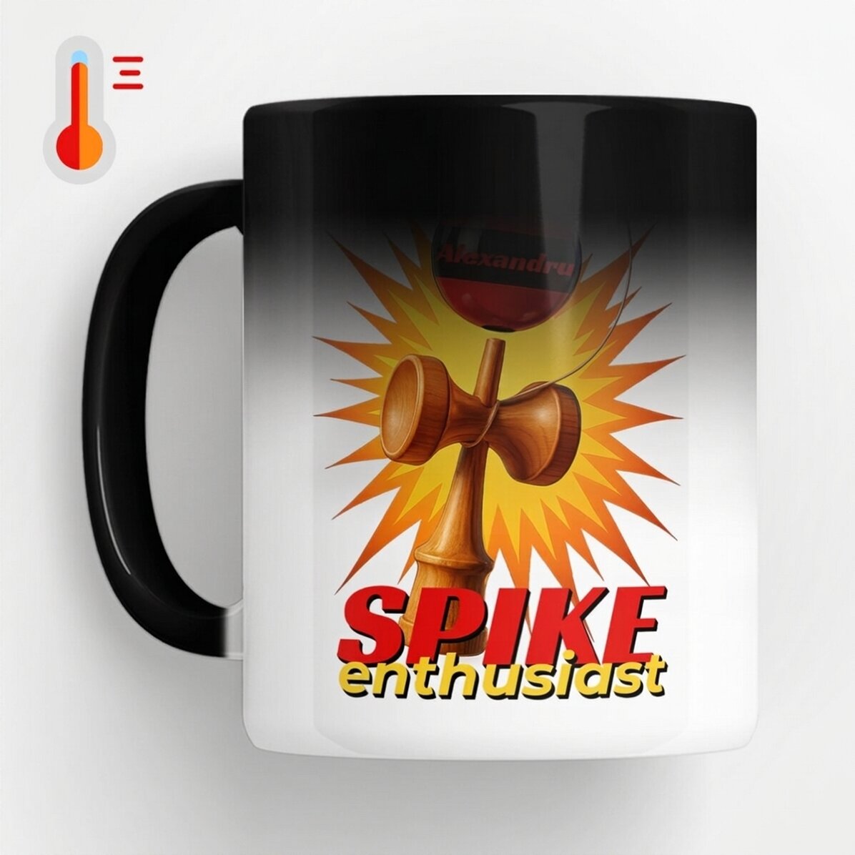 Personalised heat-sensitive mug with text - Spike Enthusiast