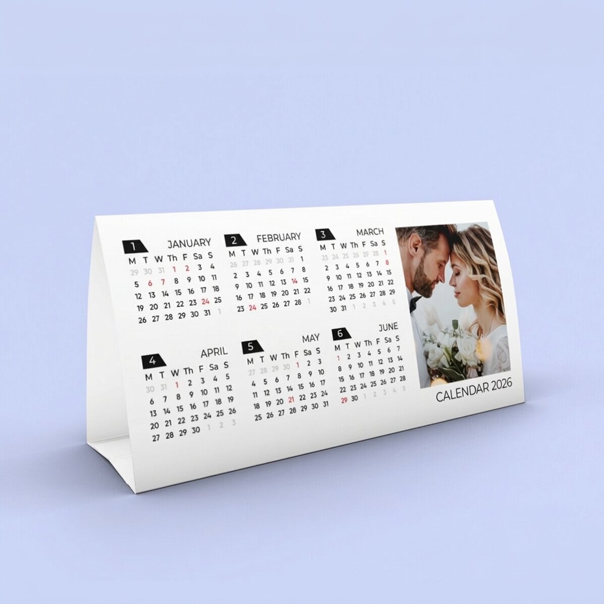 Personalised 2026 desk calendar with 2 photos
