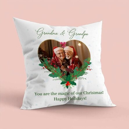 Personalised cushion with a photo and message - The Magic of Christmas