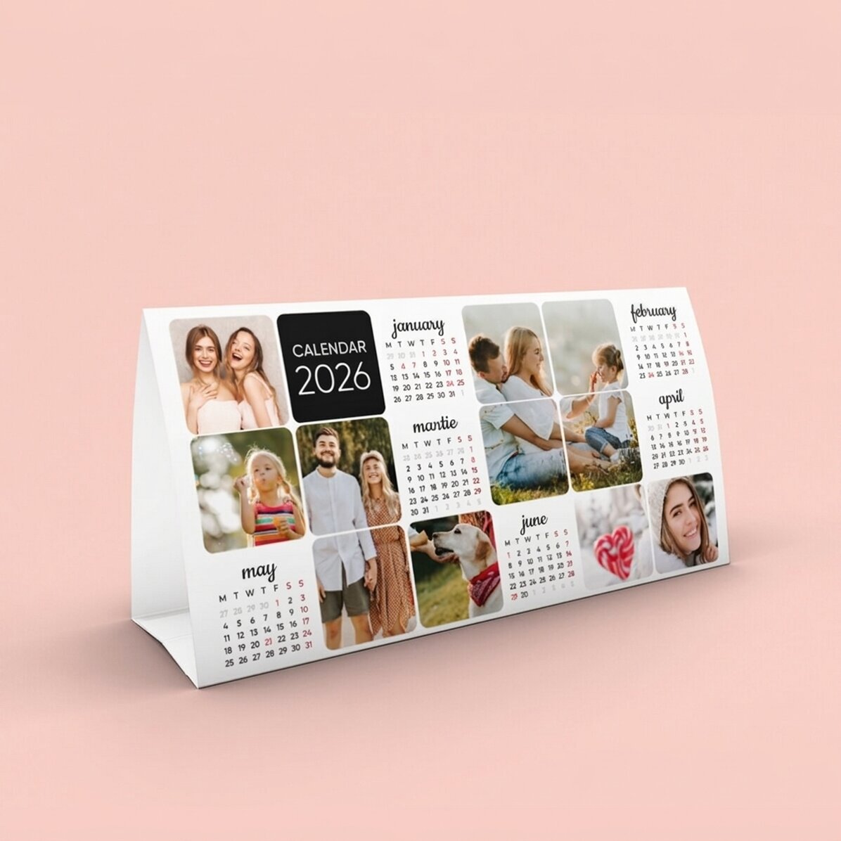 Personalised 2026 desk calendar with photos