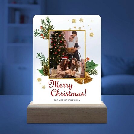 Personalised LED night light with a photo and text - Glitter Frame