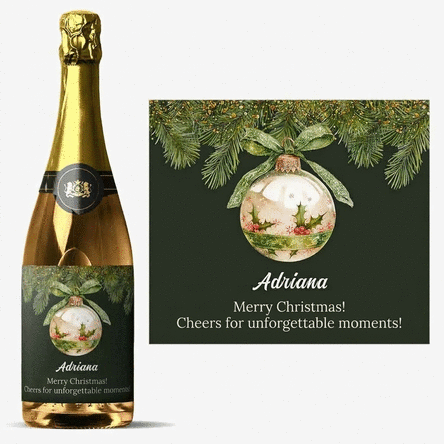 Personalised sparkling wine with text - Christmas bauble