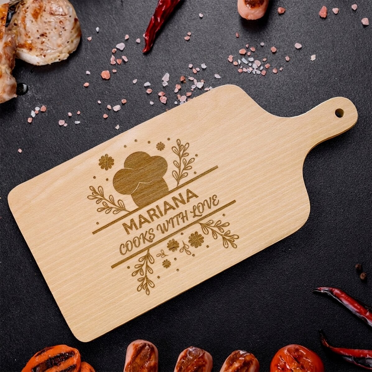 Personalised chopping board with message - Love