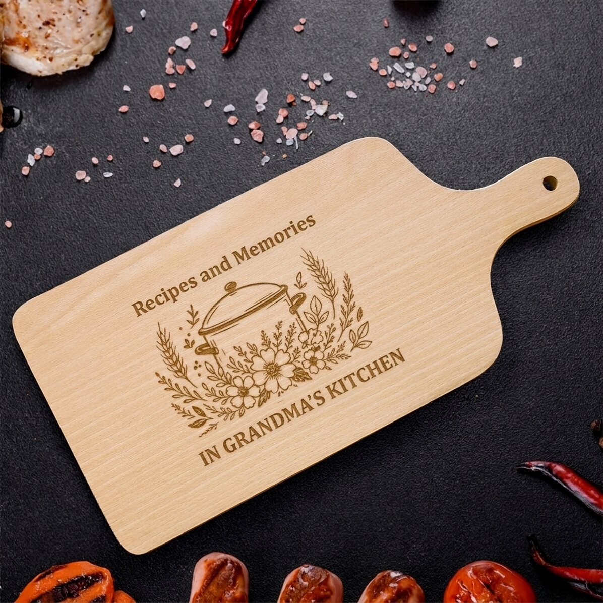 Personalised chopper with text - Recipes and memories