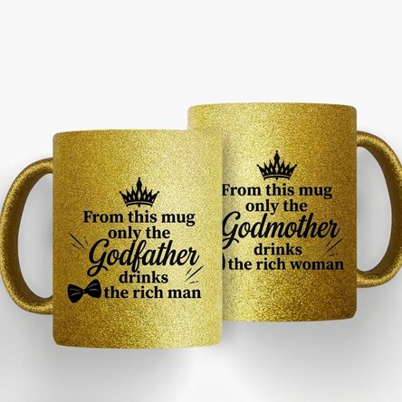 Set of golden mugs - The rich godparents