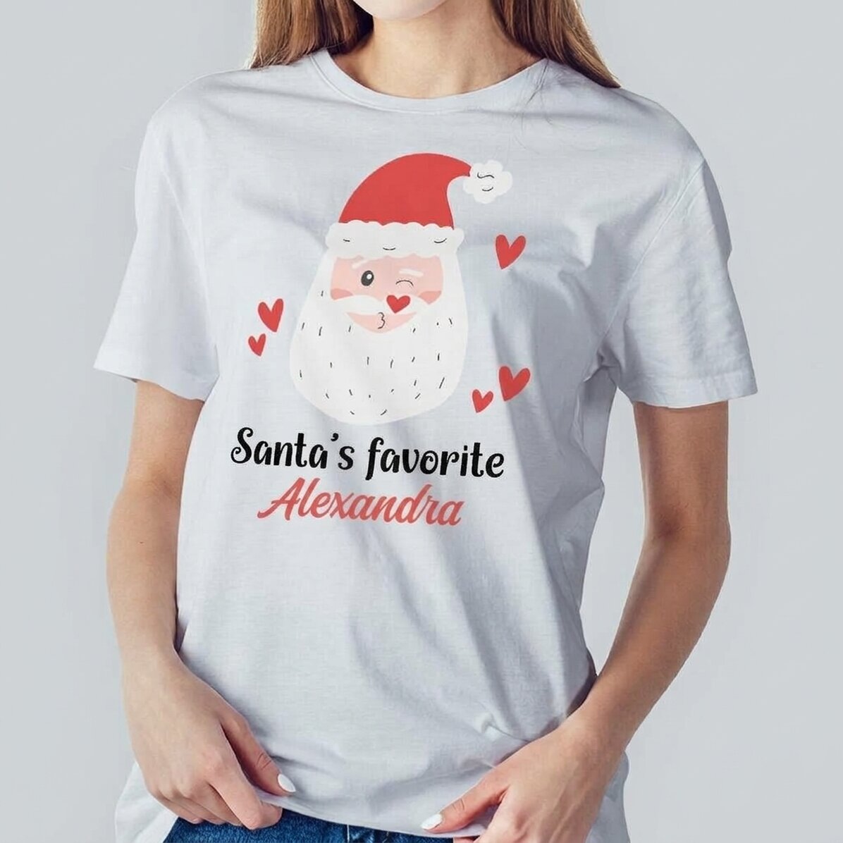 Custom cotton T-shirt with text - Santa