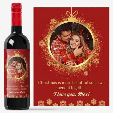 Personalised wine with photo and text - Christmas