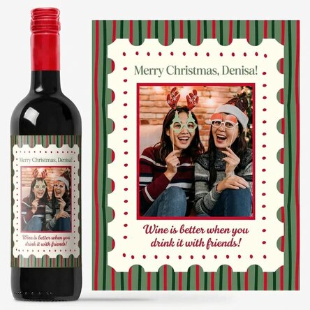 Personalised wine with photo and message - Christmas