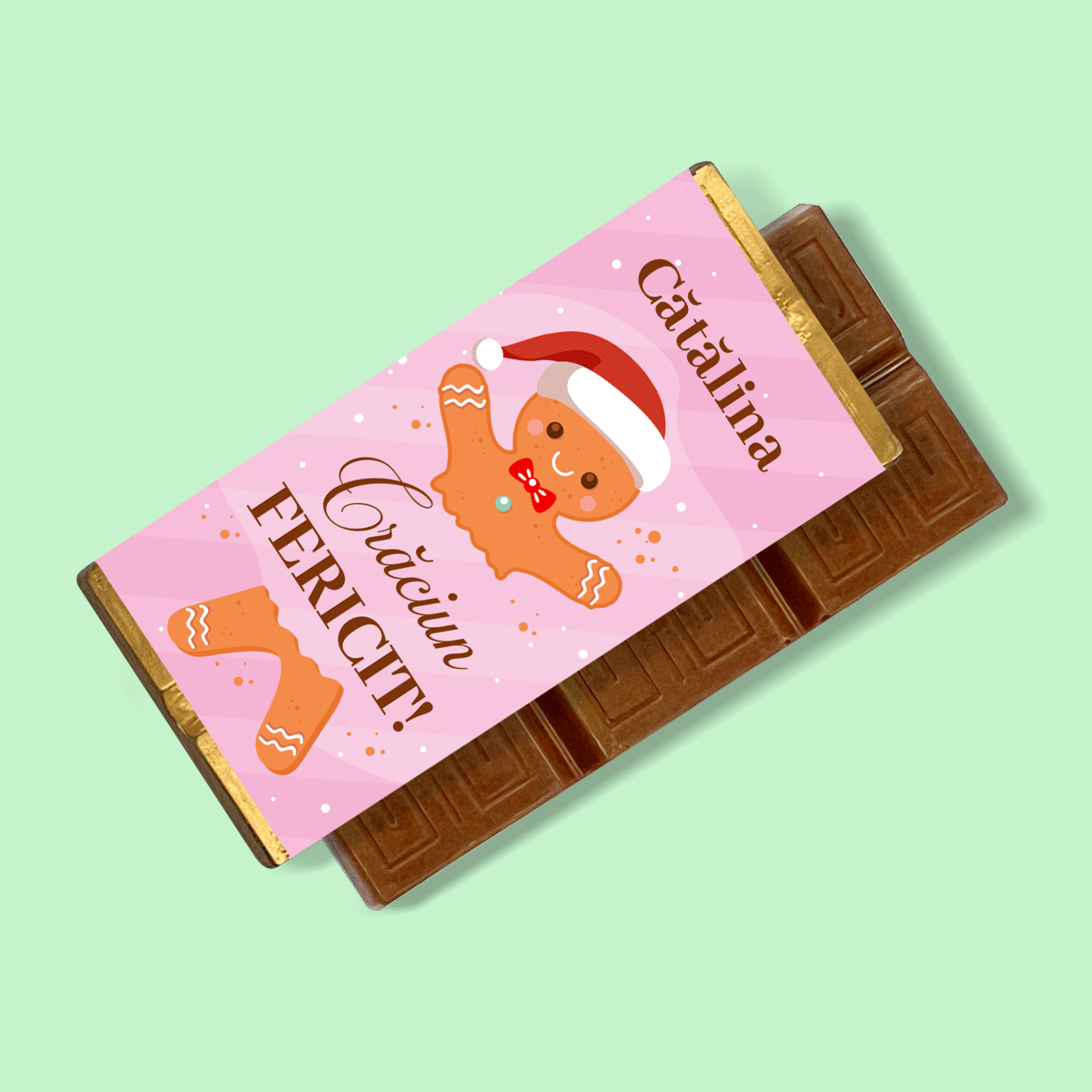 Mini chocolate bar personalised with text - Gingerbread