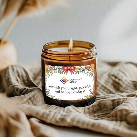 Small scented candle personalised with logo and text