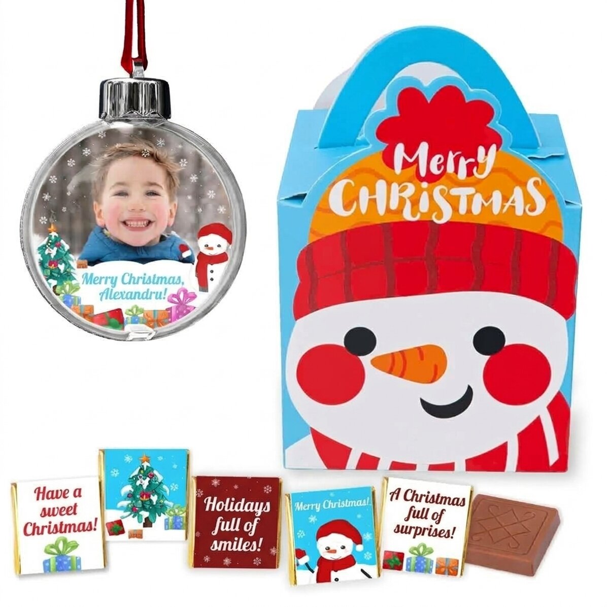 Personalised globe gift set - Snowman
