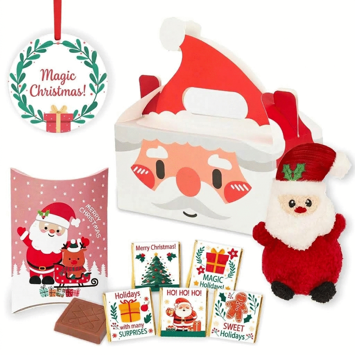 Gift set with personalised round ornament - Father Christmas