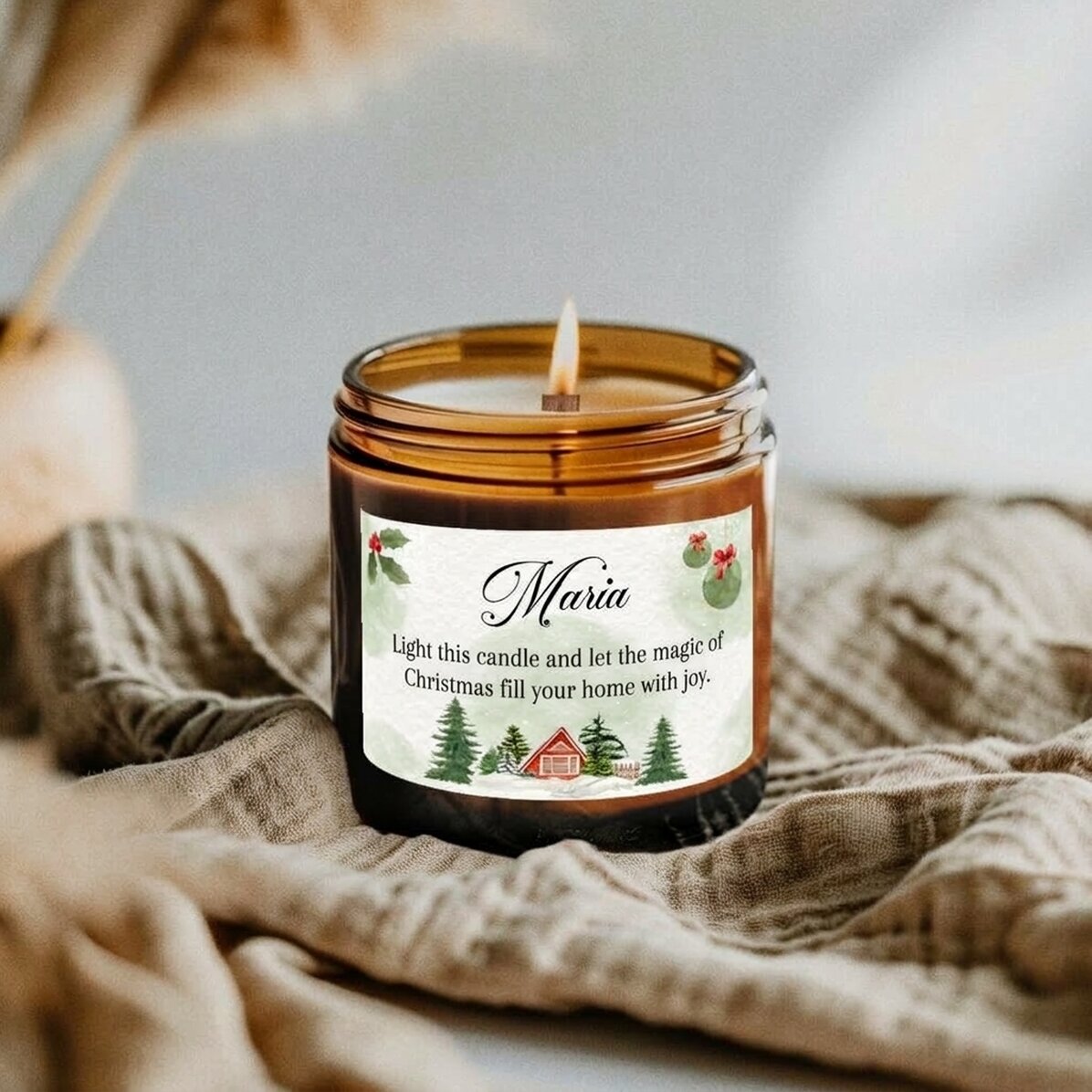 Small scented candle personalised with text - Winter