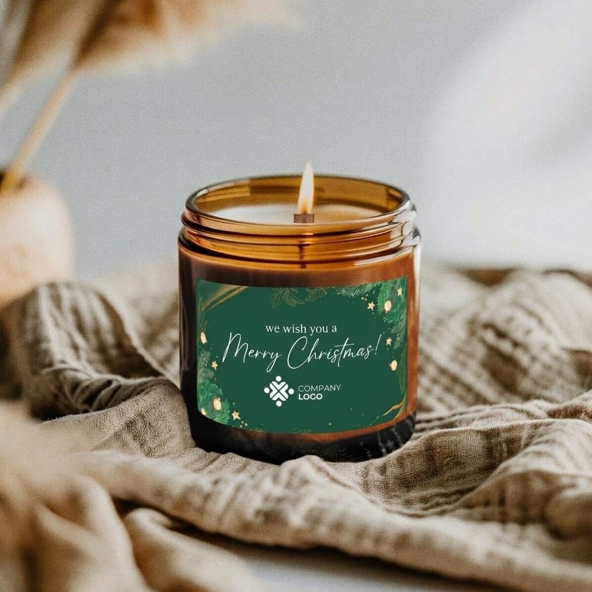 Small scented candle personalised with logo and text - Christmas