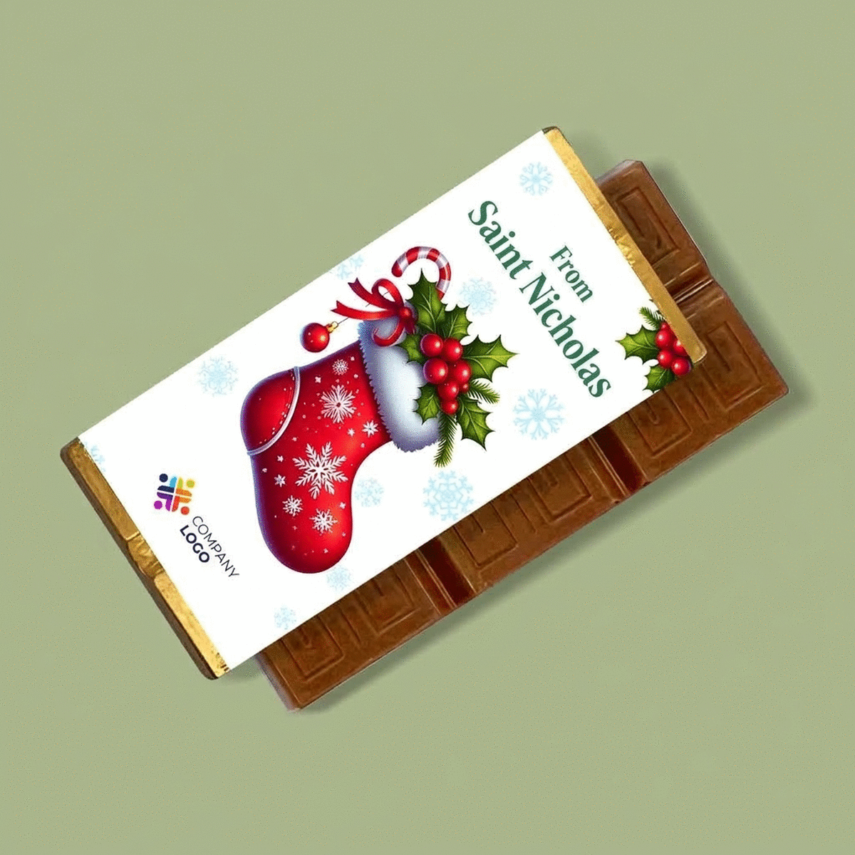 Mini chocolate bar personalised with logo and message - Father Christmas