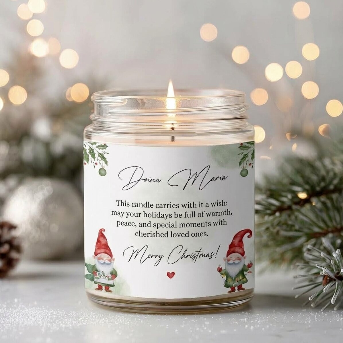 Large scented candle personalised with text - Spiridusi