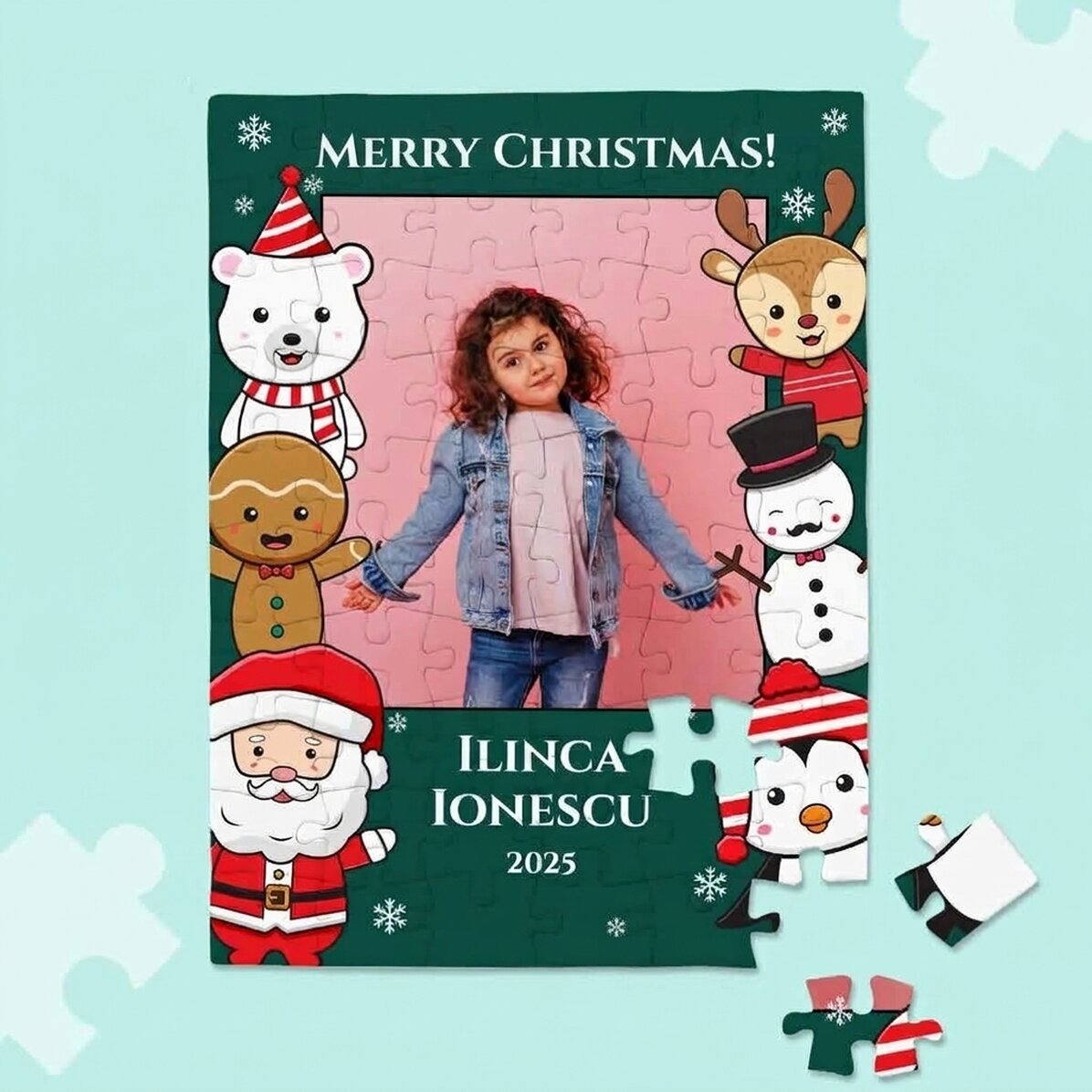 Personalised puzzle with a photo and message - Christmas
