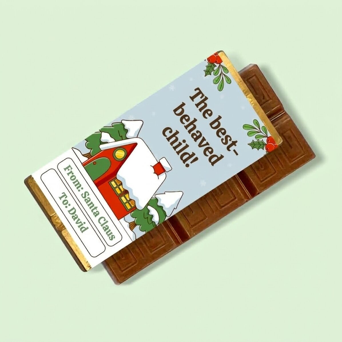 Mini chocolate bar personalised with message - Christmas