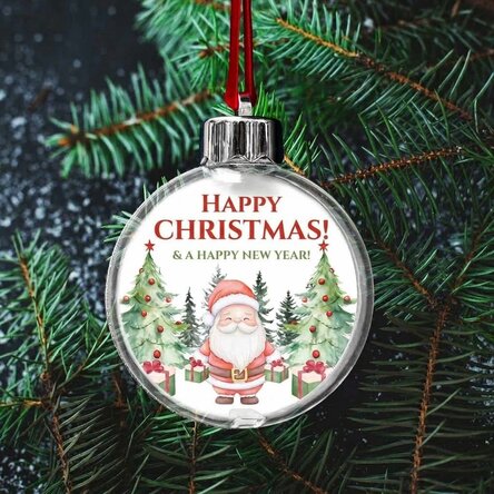 Customised double-sided transparent globe with a photo and text - Christmas