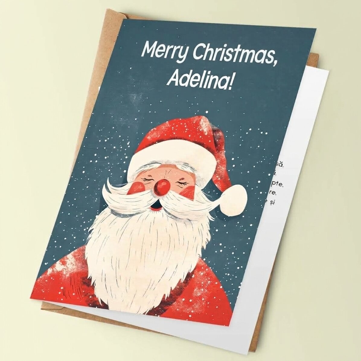 Personalised Christmas card with message - Vintage Santa