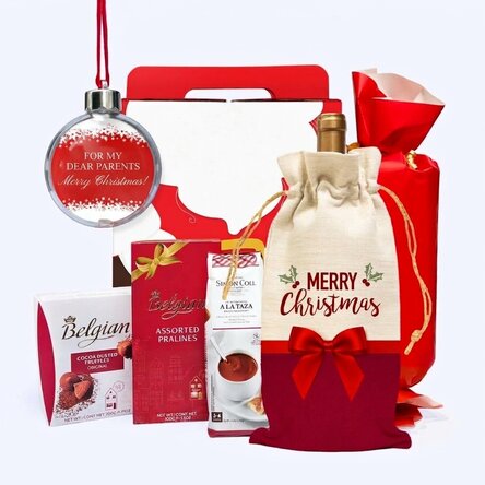 Gift Box – Special Christmas delivery with a personalised bauble featuring a message