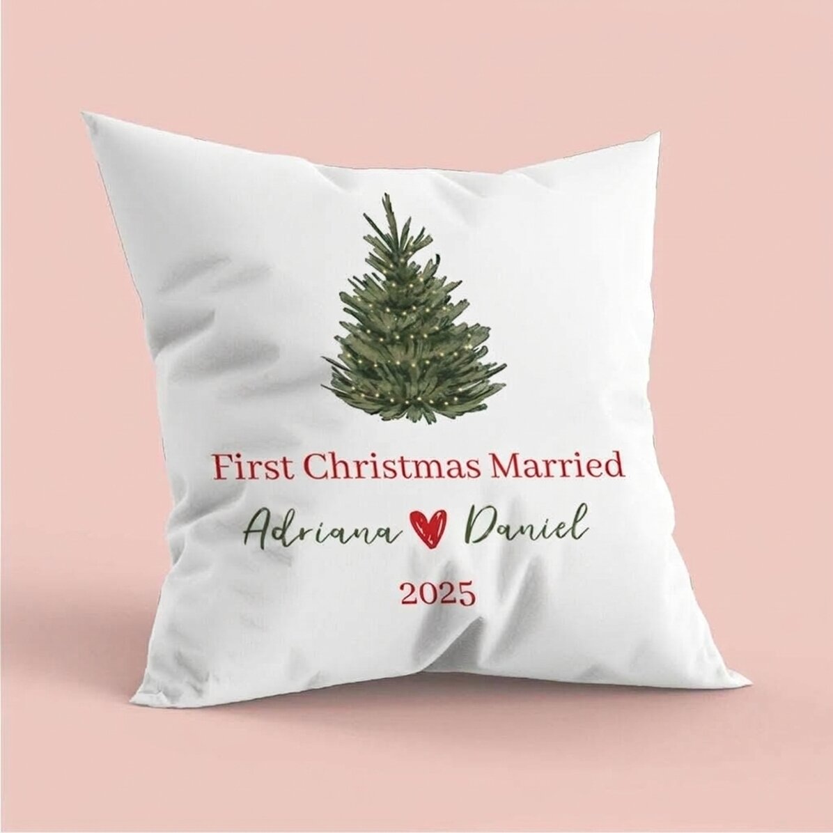 Personalised cushion with message - First Christmas Married