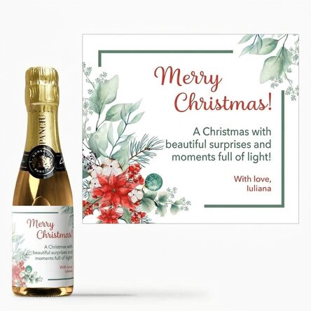 Mini bottle of sparkling wine personalised with text - Christmas