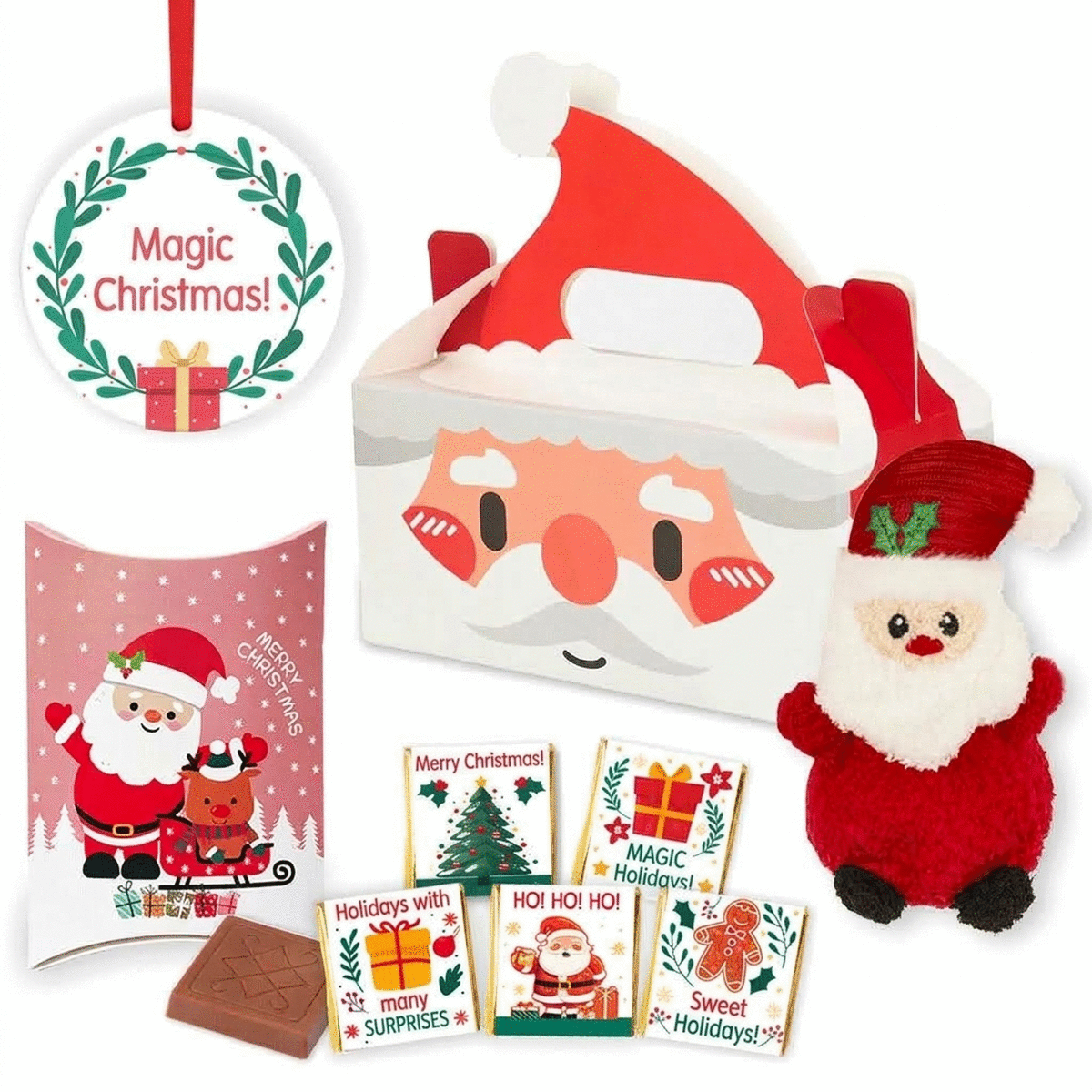 Gift set with round ornament personalised with text - Father Christmas