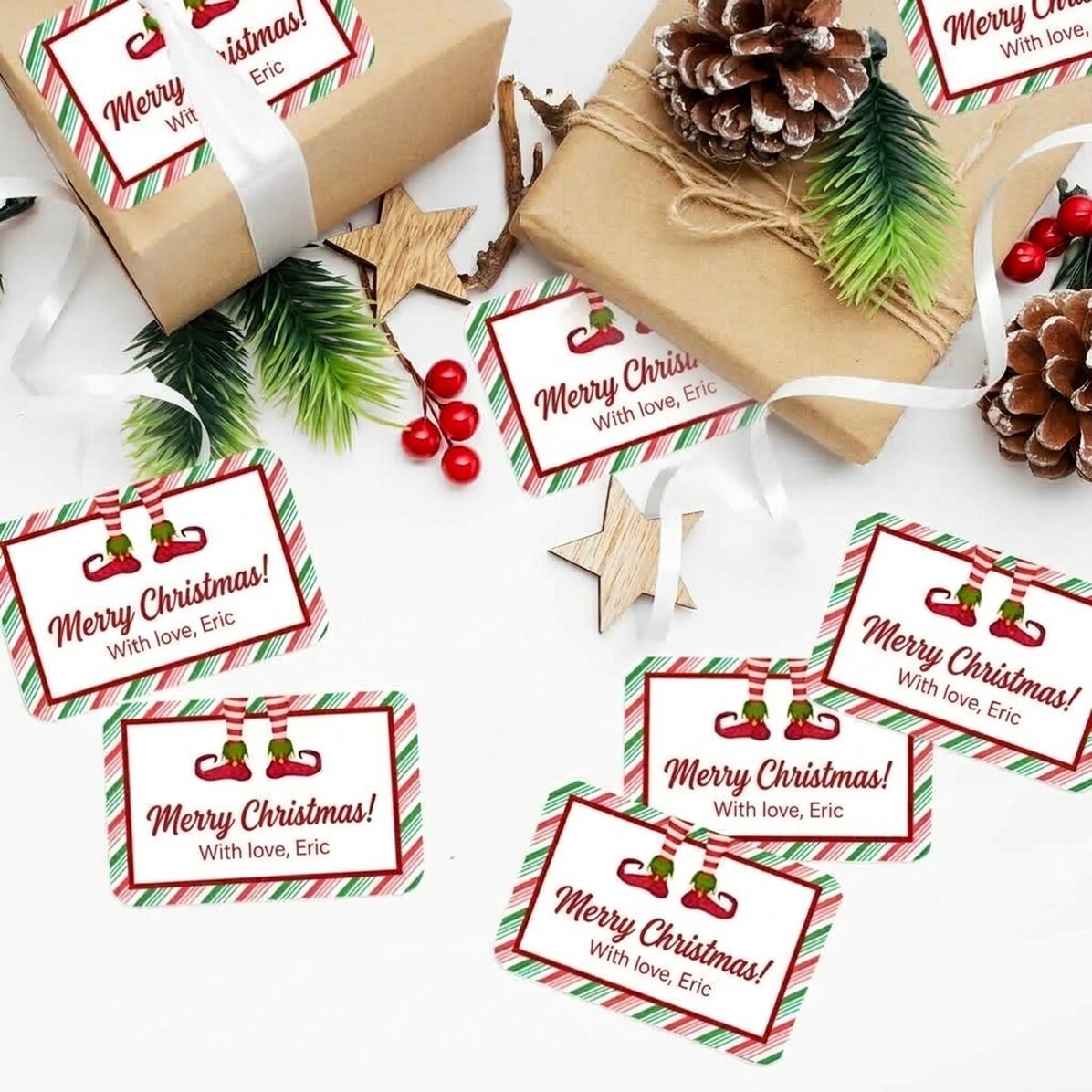 Set of 8 customised stickers (self-adhesive labels) - Elf