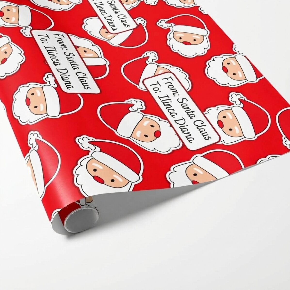 Personalised gift wrapping paper with text - Santa