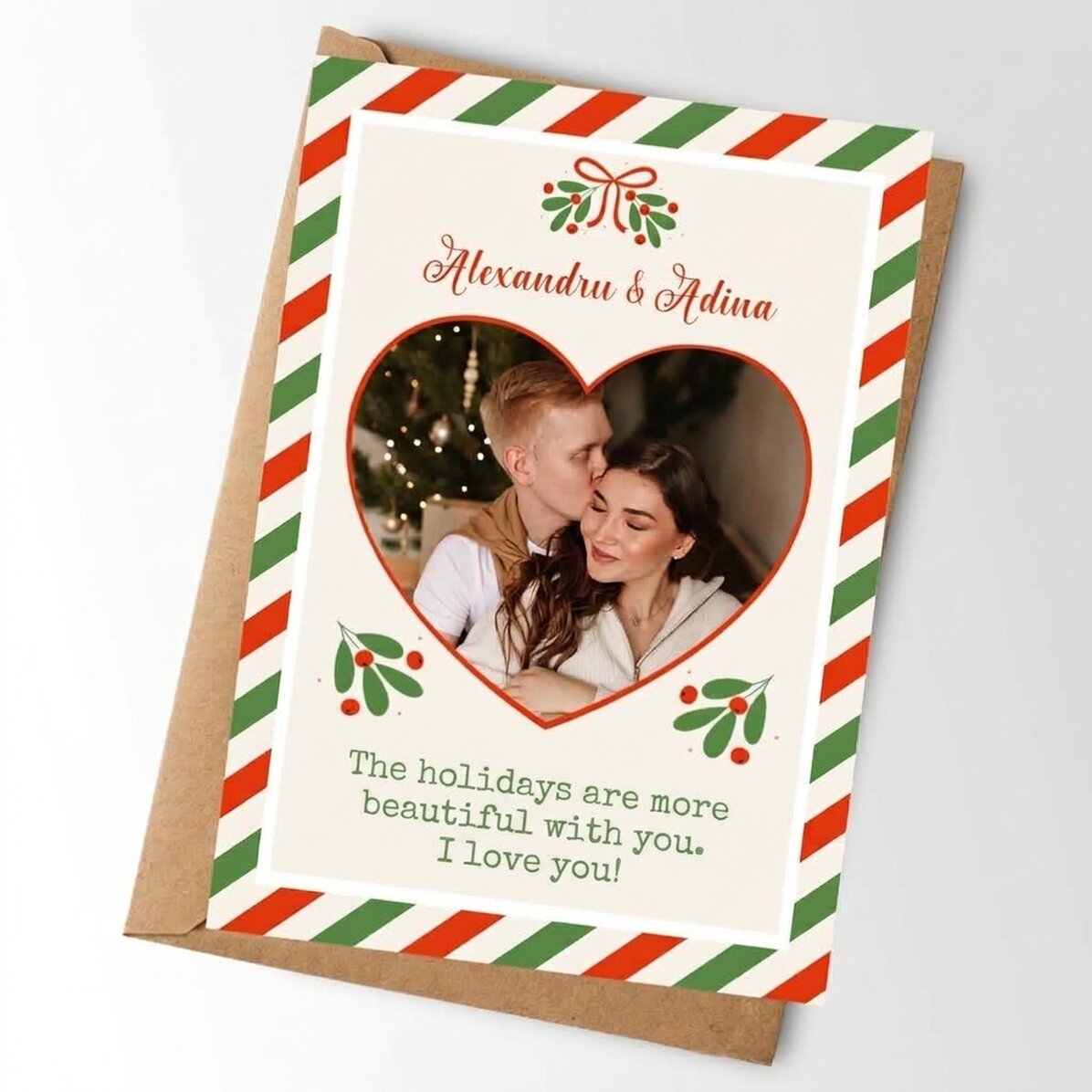 Personalised card with photo and message - Christmas