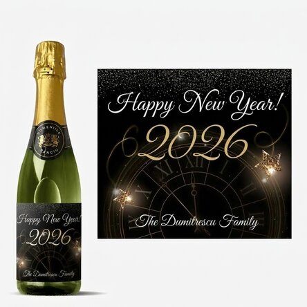 Medium bottle of sparkling wine personalised with text - New Year