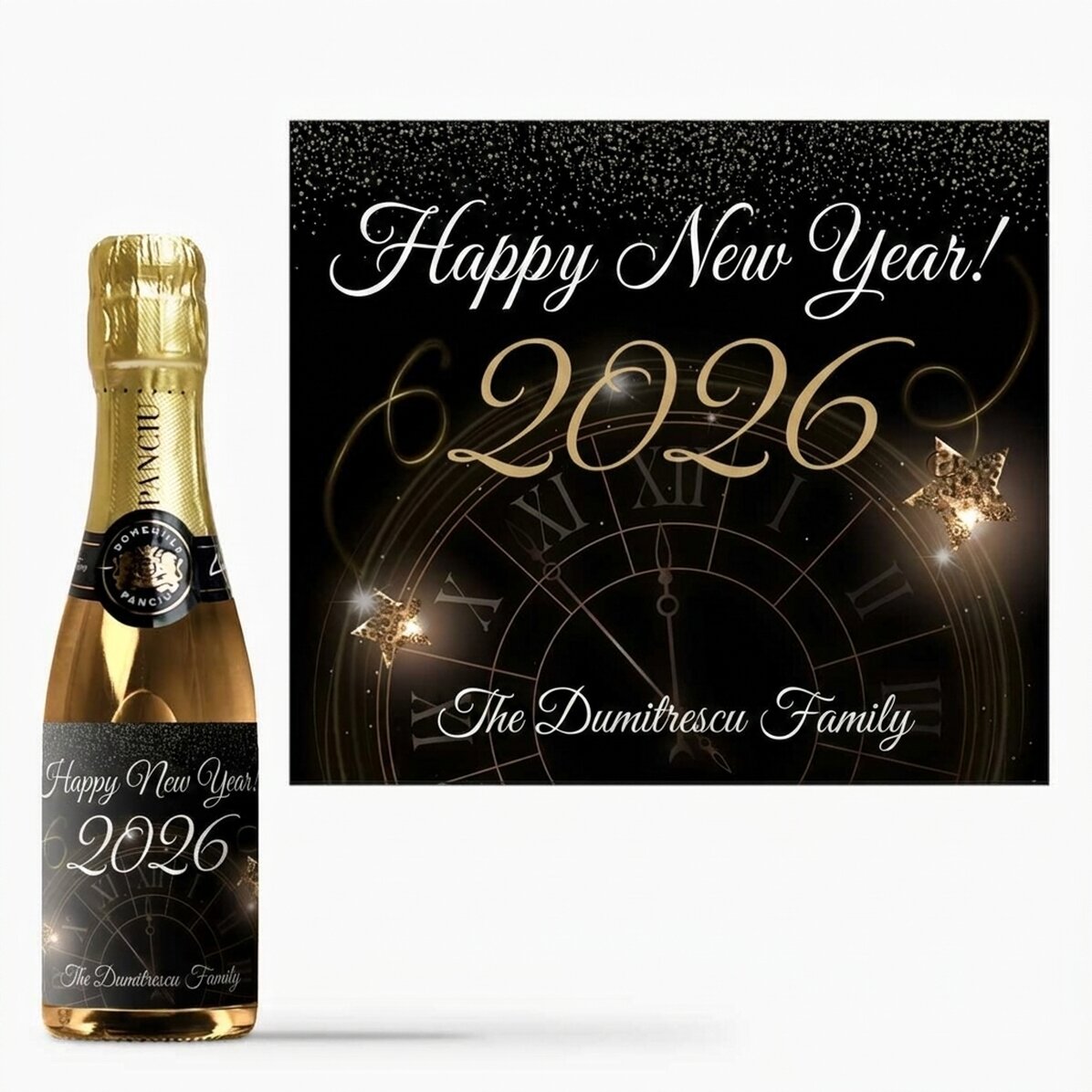 Mini bottle of sparkling wine personalised with text - New Year
