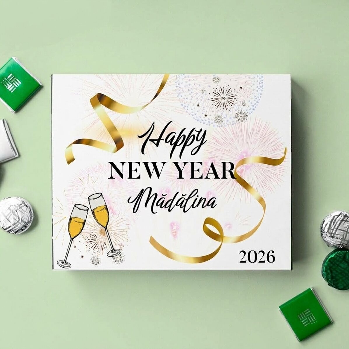 Personalised box of chocolates with text - Happy New Year