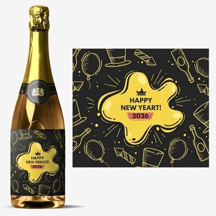 Personalised sparkling wine with text - New Year