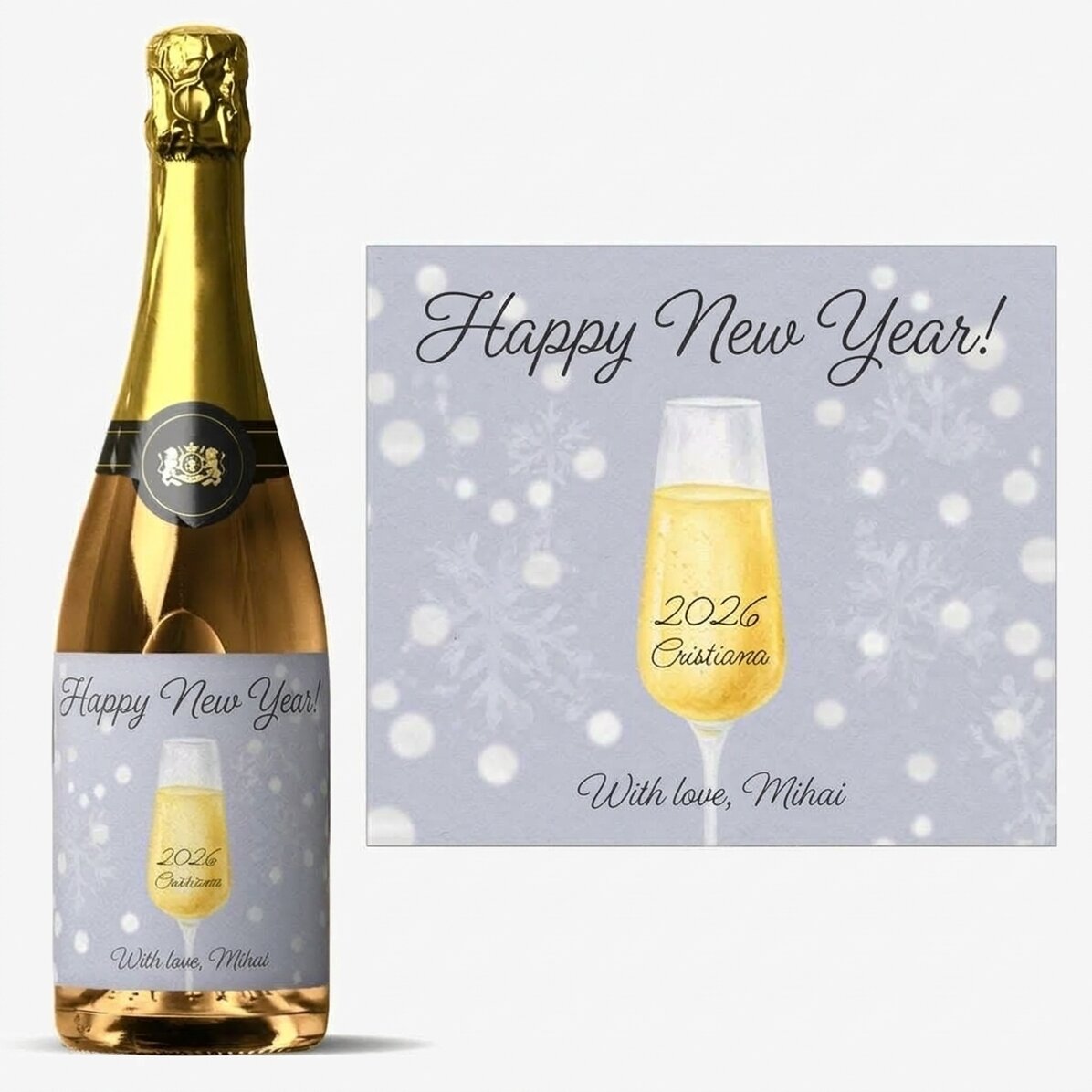 Personalised sparkling wine with text - Champagne Glass