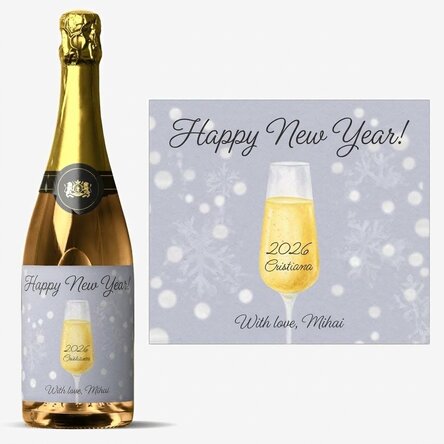 Personalised sparkling wine with text - Champagne Glass