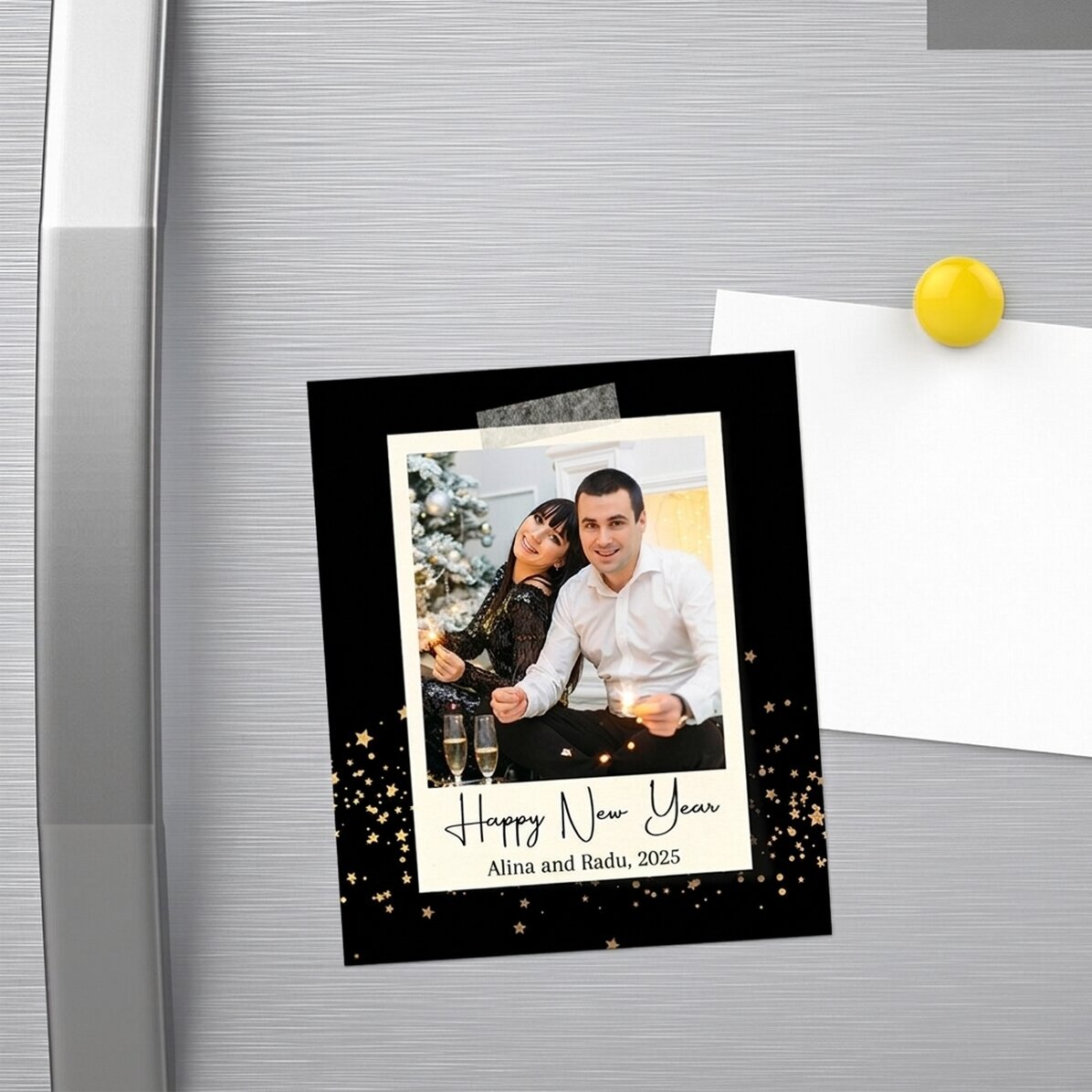 10x12 cm magnet personalised with a photo and message - Happy New Year