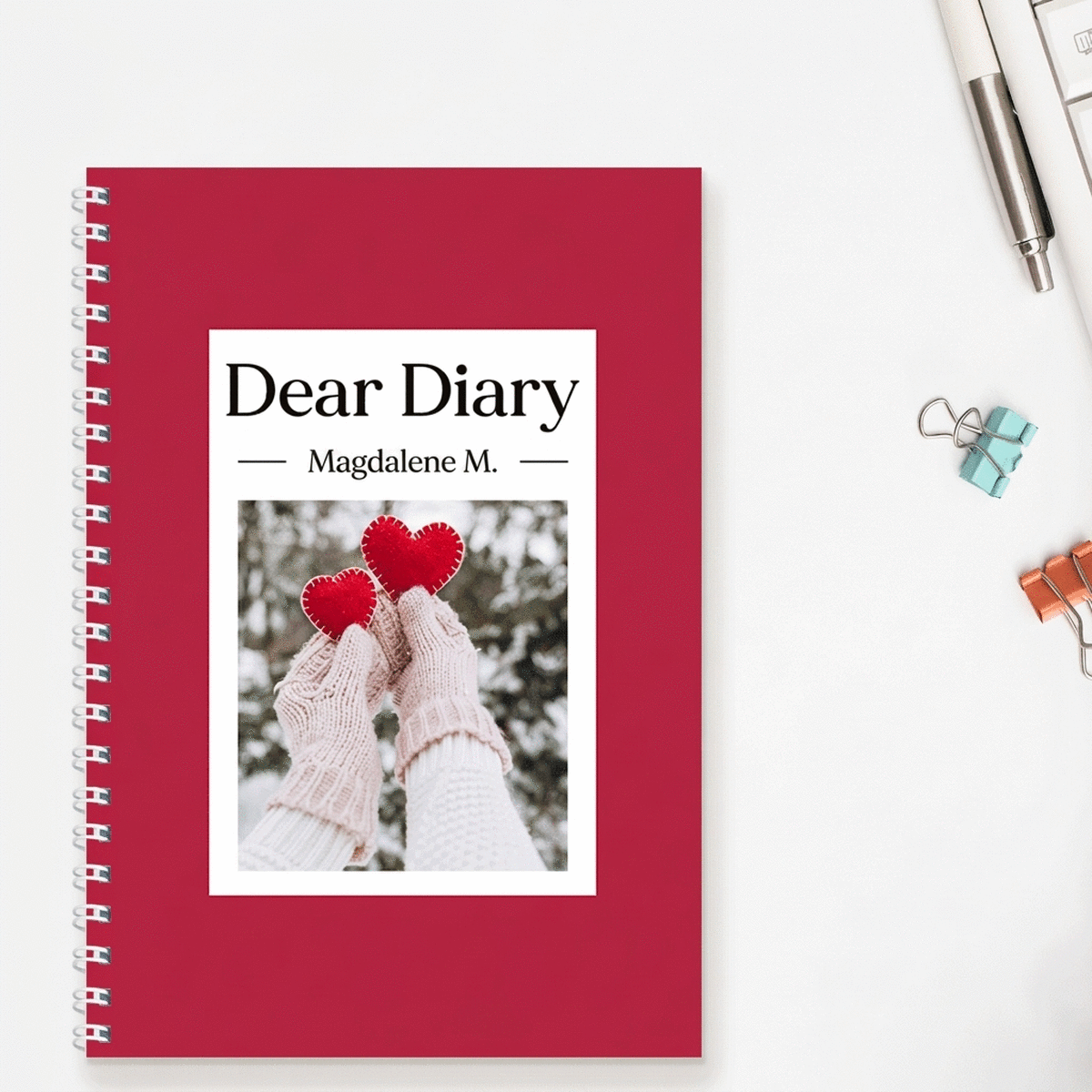 Personalised notebook with text and a photo