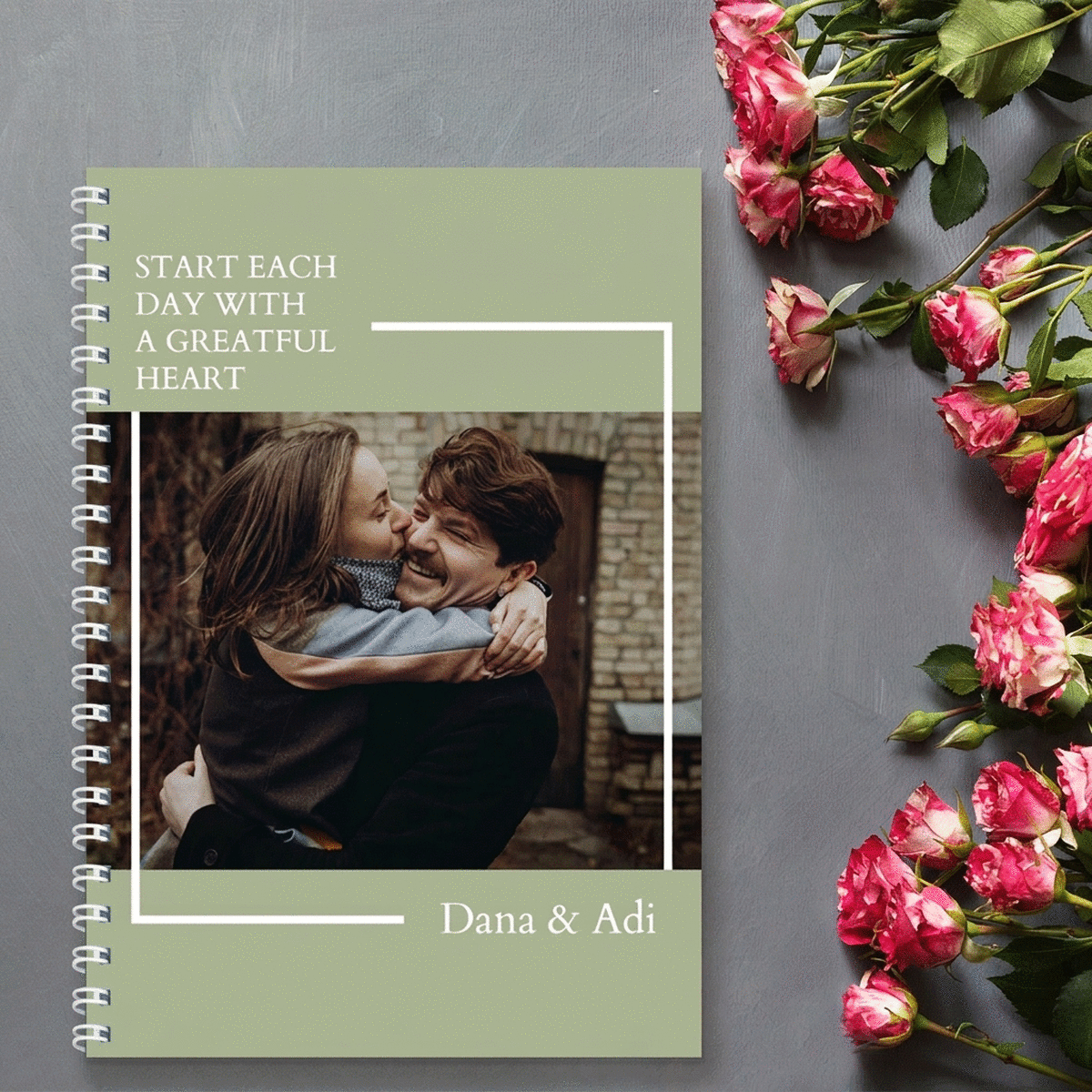 Personalised notebook with message and photo