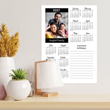 Personalised calendar poster with a photo and message - Notite