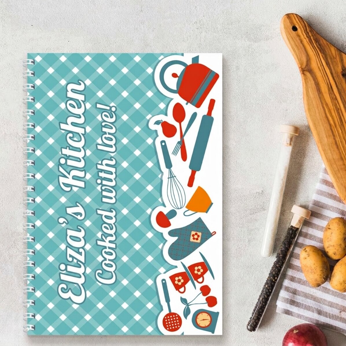 Personalised notebook with text
